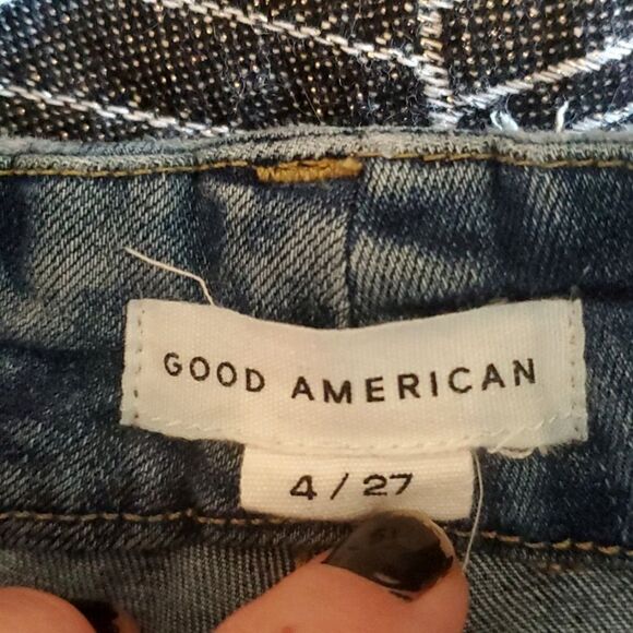 GOOD AMERICAN Good Legs High Rise Ripped Skinny Crop Jeans‎ in Blue261 Size 4/27 - Picture 6 of 7